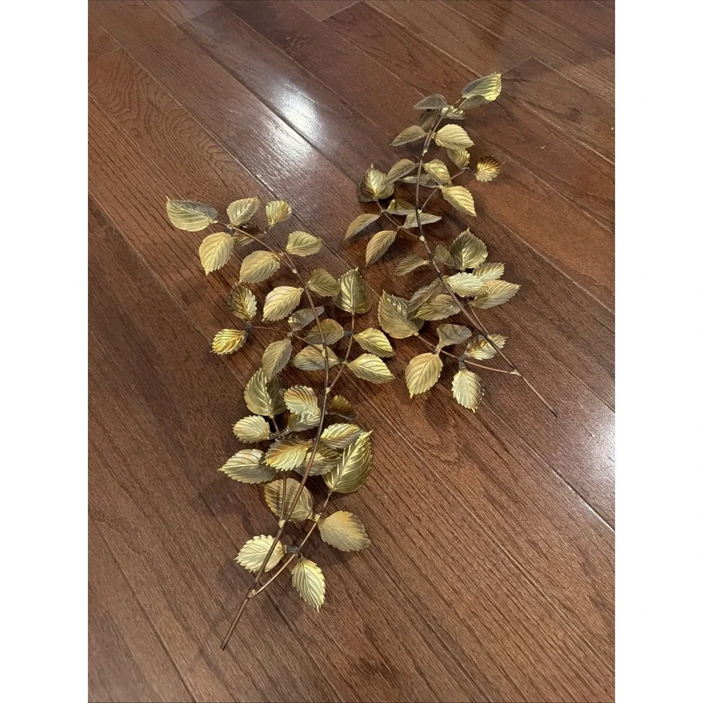 Vintage Brass HOMCO Home Interior Leaf Leaves Swag Wall Decor Hanging Set Of 2